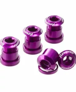 Reverse, Kettenblattschrauben SET, Aluminium, 4 Schrauben, 4 Muttern, 4 Unterlagscheiben 2mm, Purple